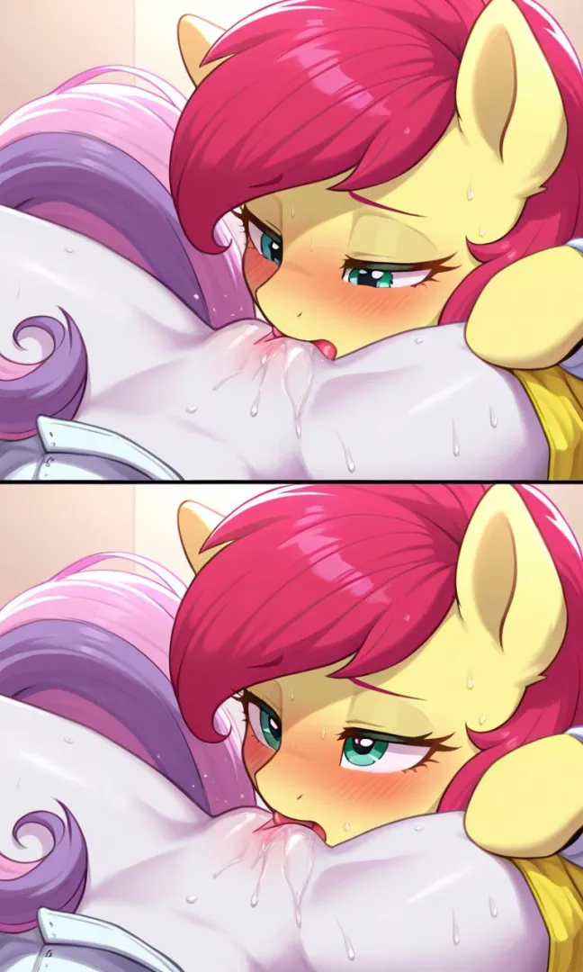 Applebloom and Sweetiebelle having some fun(made with PixAi)