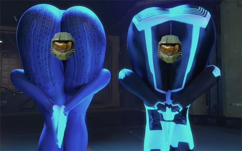 Cortana & Joyeuse showing you their thicc hearts! (word2) [Halo]