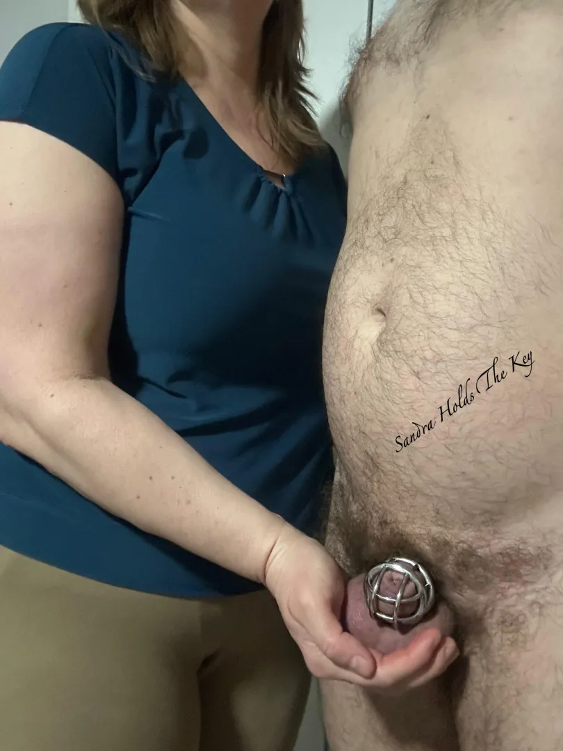 Good morning. My Monday started with an orgasm, and my husband has blue balls and leaking cock. The work week could not have started better. #SandraHoldstheBalls