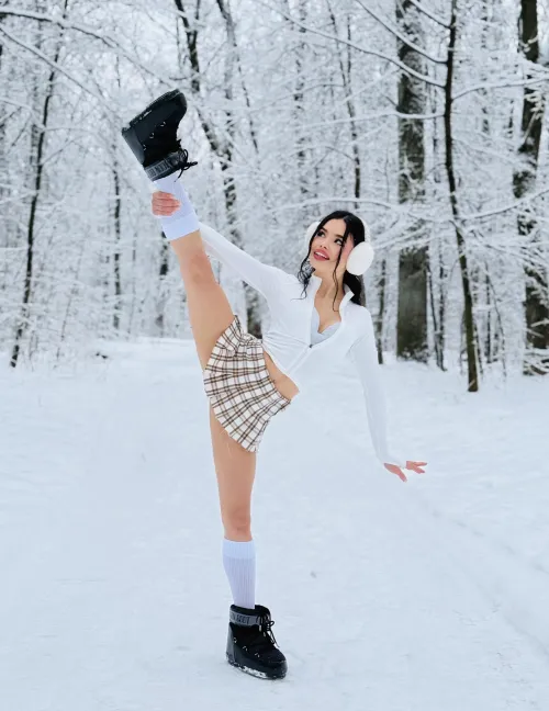 Just casually wearing my favorite plaid skirt in the snow, no big deal