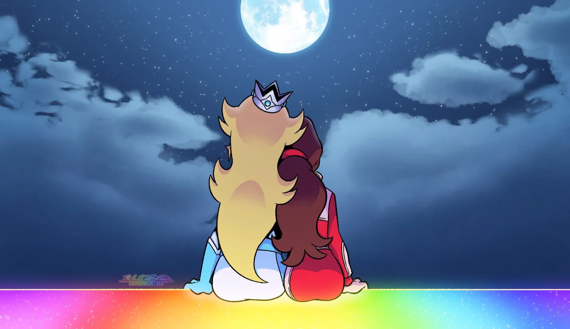 Rosalina & Pauline moon gazing at the Rainbow Road (Brandon Santiago/4BrandonJS4) [Mario]