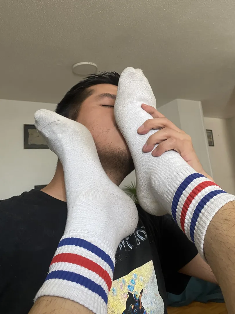 Smelling my mate’s socks. Nothing better than bonding through male scent, right?