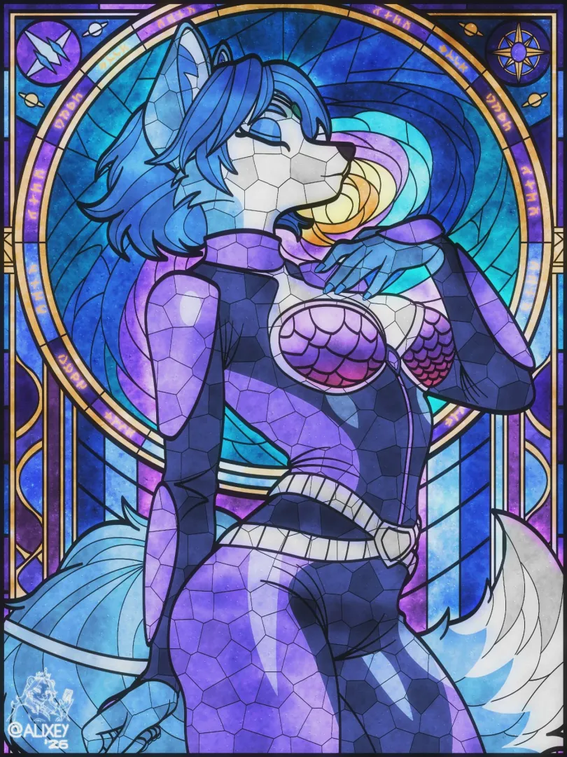 Stained glass Krystal painting. (Credit: Alixey)