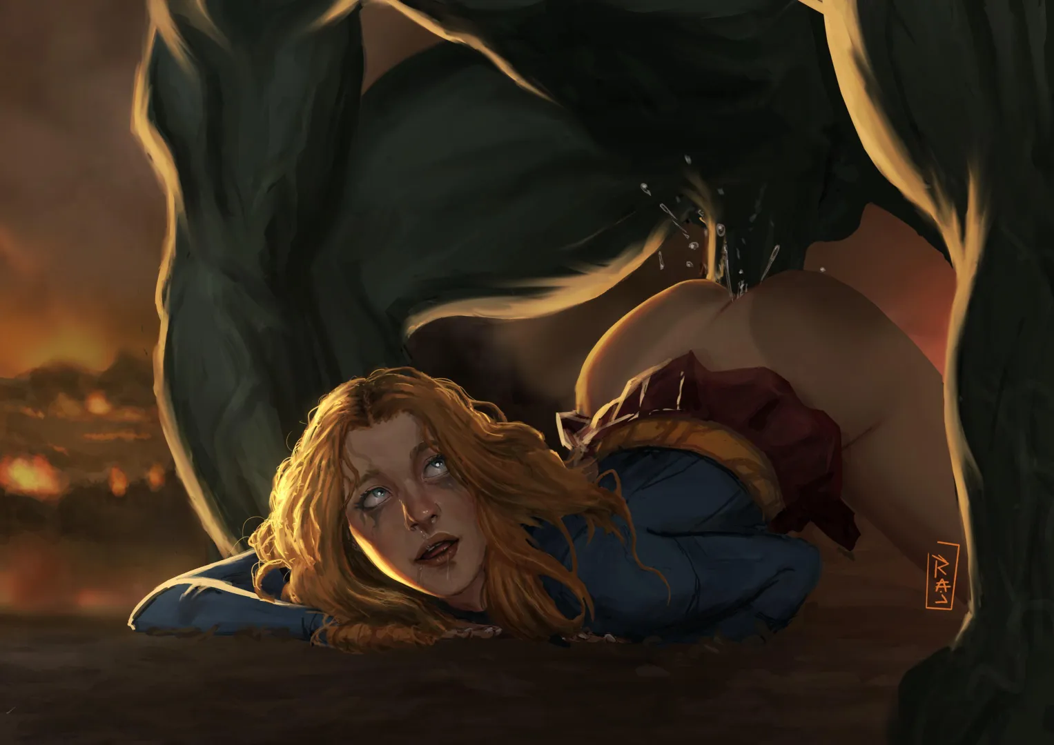 Supergirl X the Hulk (by RajDraw)