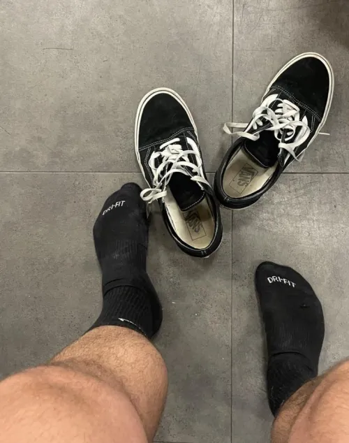 Sweat stained and stinky socks and shoes