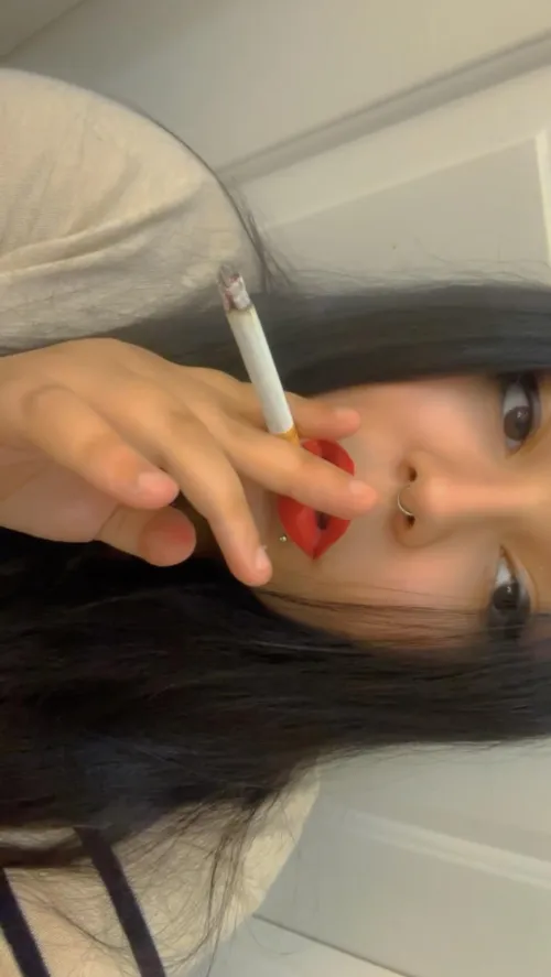 Red stained cigarette 