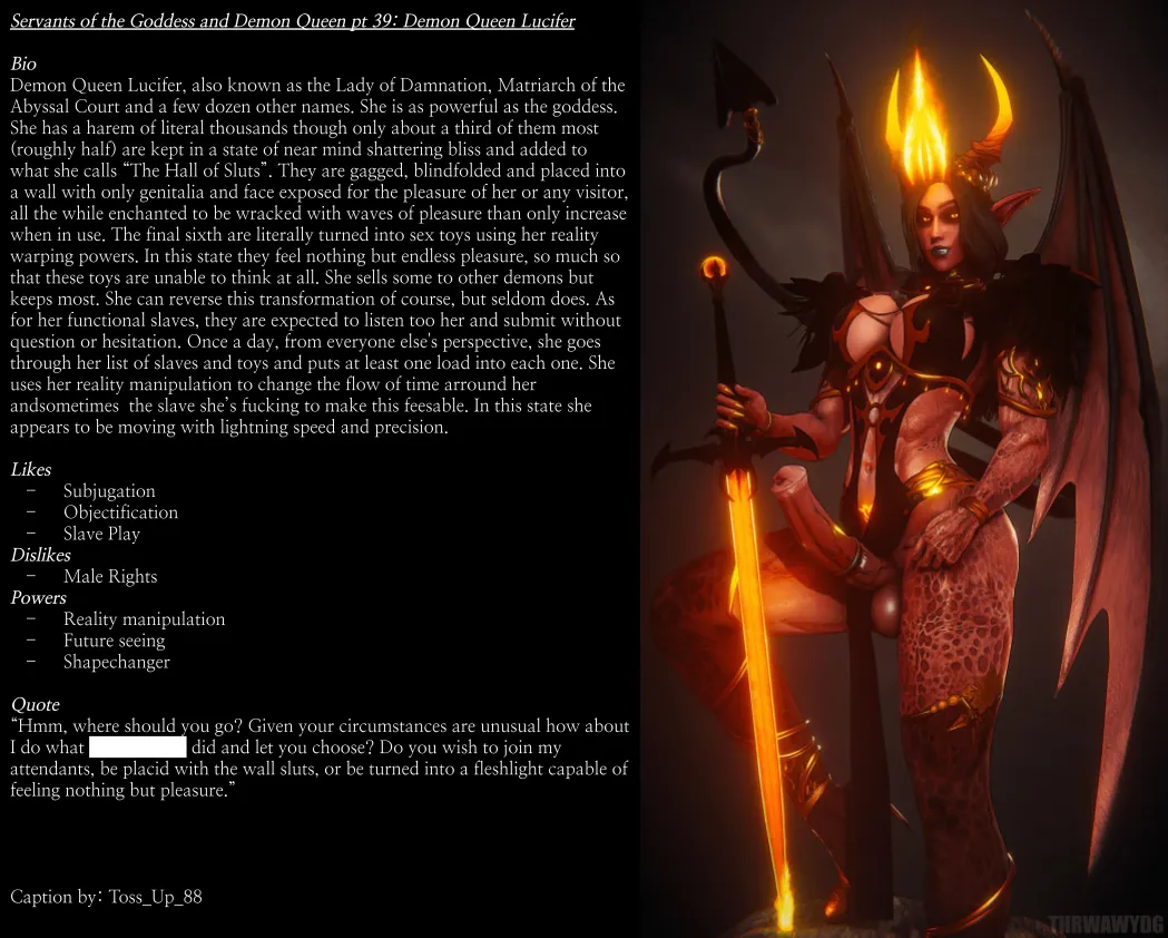 Servants of the Goddess and Demon Queen pt 39: Demon Queen Lucifer
